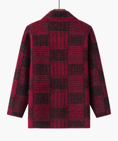 Cardigan respirant vintage décontracté à revers pour femmes d'âge moyen et âgées, en tricot jacquard à carreaux