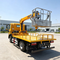 Grue de camion télescopique synchrone JIUBANG à 4 sections, 4T, hauteur de travail 11,2 m, boîte de vitesses, moteur, cabine 3 personnes, levage mobile