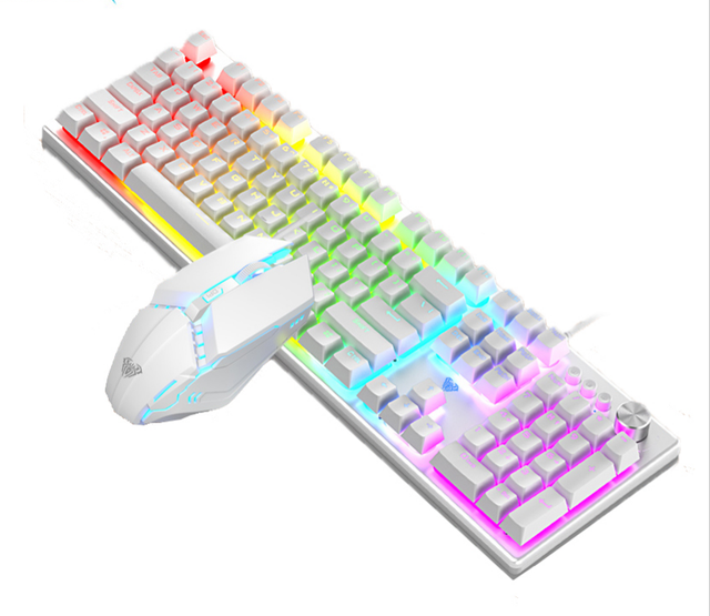 Aula T200 Wired Gaming Keyboard Mouse Combo 104 Keys Multimedia Button Mix Backlight Keyboard Gaming Set for Notebook Desktop