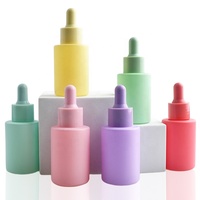 Flacon compte-gouttes en verre pour sérum 20ml 30ml 40ml, épaule plate givrée, couleur macaron