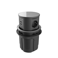Regleta de Enchufes Retráctil Empotrada Oculta con 3 Tomas de Corriente y 2 Puertos USB (1 A + 1 C) con Enchufe de 16A