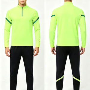 Ensemble de survêtement de football en polyester pour homme, manches longues, fermeture éclair, col montant, évacuation de l'humidité, respirant, séchage rapide, toutes saisons, uniformes - Product Image 1