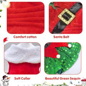 שמלת חג המולד לכלב חצאית חמודה תחפושת לחיות מחמד חתול בגדי נצנצים נוצצים מסיבת חג תלבושת קוספליי בגדי חורף - Product Image 4