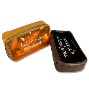 Trousse de Maquillage Transparente en PVC Brillant et Écologique pour Femme avec Fermeture Éclair, Motif Lettre et Design Trolley Mignon - Product Image 4