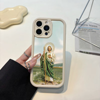 Coque de téléphone personnalisée antichoc souple avec portrait religieux Saint Jude pour iPhone 17 Pro Max, 16, 15, 13, 11, 12, 14