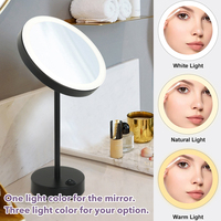 Miroir de Maquillage de Bureau LED Dimmable 8 Pouces avec Cadre en Acier Carbone, Interrupteur à Induction, Fourniture d'Usine OEM, Design Personnalisé