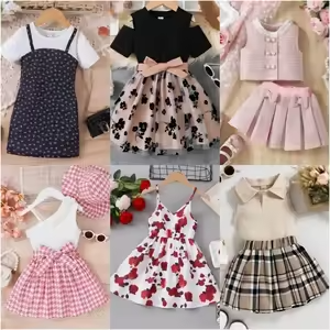 Vestidos para Niñas, Ropa Infantil Usada Mixta, Inventario de Ropa Infantil de Verano con Estampados de Dibujos Animados, Estilo Casual, Envío Aleatorio - Product Image 3