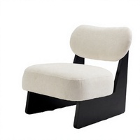 Fauteuil d'appoint moderne rembourré, siège individuel avec dossier coussiné et pieds en bois, pour salon et chambre