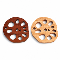 Sous-verre créatif en bois de hêtre massif, design unique en forme de racine de lotus, support de tasse à café isolant thermiquement, idéal pour offrir en cadeau