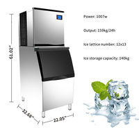 Machine à glaçons en acier inoxydable avec refroidissement par air/eau, compresseur et moteur, pour usage commercial et domestique