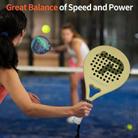 Raquette de padel PATSSPORT série Macaron, haute qualité, entièrement en fibre de carbone avec finition mate et noyau souple en EVA, forme ronde