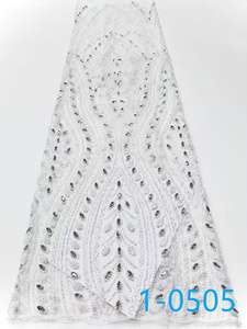 Tissu en <span class=keywords><strong>dentelle</strong></span> française brodé de sequins et de pierres africaines, 5 yards, pour <span class=keywords><strong>mariage</strong></span>, vente en gros - Product Image 2
