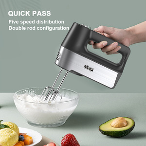 Batidora de Mano Eléctrica DSP de 5 Velocidades con Doble Varilla para Cocina y Repostería, Color Plata y Negro - Product Image 1
