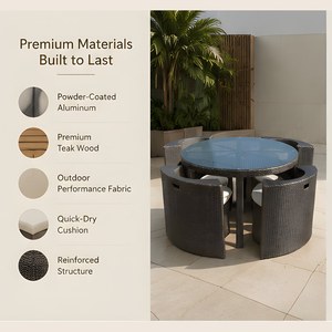 Ensemble de table et de chaises en rotin pour patio, ensemble moderne d'extérieur avec personnalisation - Product Image 3