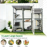 Enclos extérieur moderne en bois de sapin pour chat, éco-responsable, de taille moyenne, avec plusieurs plateformes, toit imperméable, pour jardin et patio