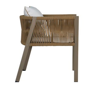 Chaise en osier d'oléfine de conception traditionnelle AIKO LOOP pour l'extérieur, cadre en acier durable, revêtement en poudre, écologique, respirante, jardin, hôtel - Product Image 3