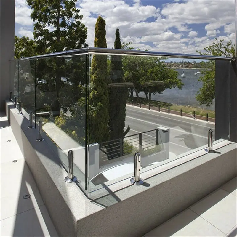 Balustrade pont balustrade en verre avec robinet intérieur garde-corps d'escalier en acier