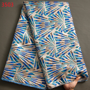 3503 고품질 아프리카 브로케이드 레이스 원단 2023 우아한 새로 프랑스 메쉬 길드 자카드 레이스 원단 여성 파티 드레스 - Product Image 4