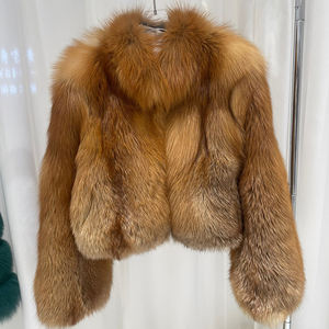 Casaco de Luxo em Pele de Raposa Quente para o Inverno 2025, Casaco de Pele de Raposa Genuína Marrom para Mulheres - Product Image 3