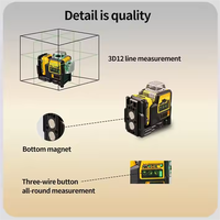 Xtester-DW89LG 360 &amp; Niveau laser vert 3D rotatif à 12 lignes, outil de marquage professionnel pour la construction en extérieur, batterie au lithium 009