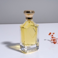 Nouveau design/style, flacon de parfum vide en verre de 100 ml, très vendu, avec bouchon en alliage de zinc carré et plat