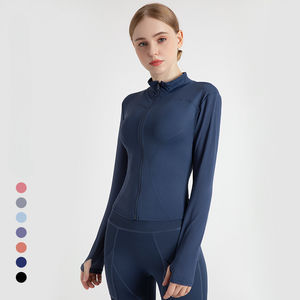 Veste de survêtement pour femme, coupe ajustée, manches longues, avec trous pour les pouces, idéale pour le fitness, le yoga et l'entraînement - Product Image 5
