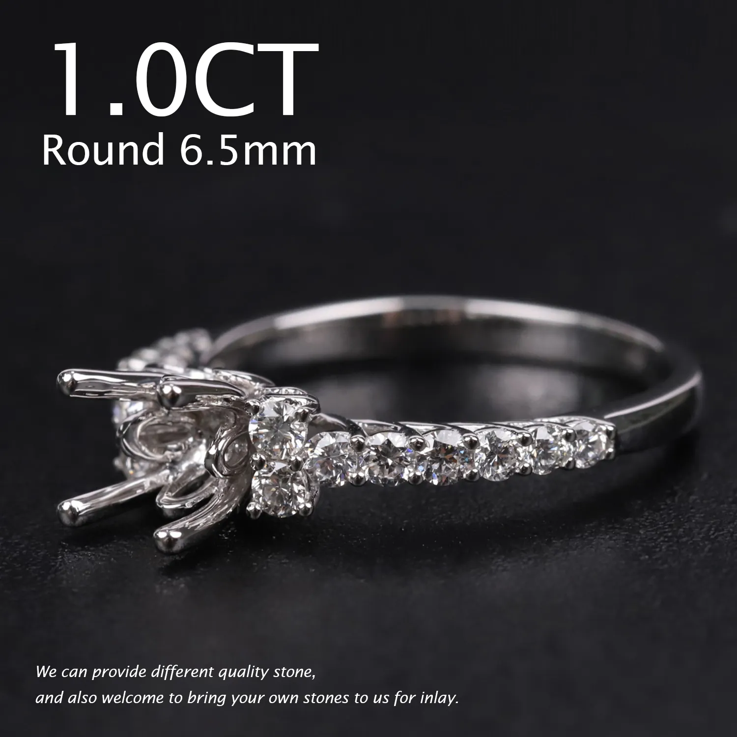 Abiding Professional Fine Jewelry Factory Custom Ring Blank Diamond Ring Mounting Wholesale Solid 18K White Gold Semi Mount