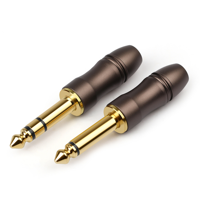 Gold Plated 6.35mm Stereo Plug and 1/4" Mono Plug Audio Video Plugs Soldering Type for 6.2mm Cable