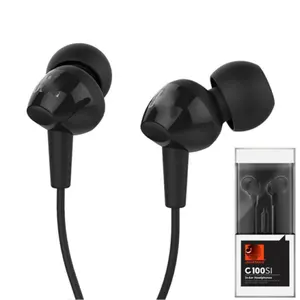 C100si earphone kabel musik Bass dalam, Headset olahraga Jack 3.5mm kontrol In-line bebas genggam dengan mikrofon untuk JBL
