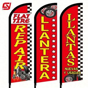 โรงงานขายส่งธงพิมพ์ดิจิทัล โพลีเอสเตอร์ 100% ธงแบบกำหนดเอง ธงขนนกสำหรับร้านตัดผม - Product Image 2