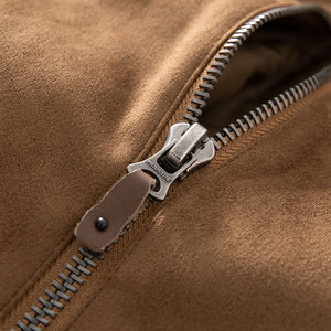 Meilleure vente Veste décontractée coupe ajustée pour homme Vente en gros au détail Faux cuir marron avec col en fourrure Teddy Rembourrage chaud Fermeture à glissière - Product Image 4