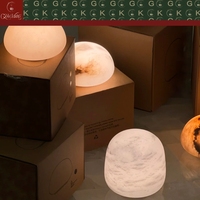 GOLDKING Lampe en marbre blanc et orange moderne en forme d'œuf pour salon, chambre, hôtel, décoration, éclairage en pierre personnalisé, OEM ODM, directement de l'usine