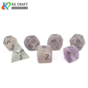 SueGao Craft Custom Handmade Chạm Khắc Đa Diện Kỹ Thuật Số RPG DnD Trò Chơi Xúc Xắc Đá Hỗn Hợp Màu Xanh Và Vàng 7 Chiếc Dành Cho Chơi Game - Product Image 2