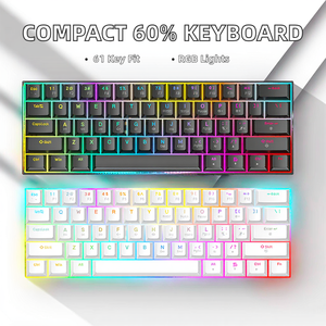 Bàn phím cơ có dây 60% hỗn hợp ánh sáng 61 phím tiếng Tây Ban Nha Mini mỏng trò chơi máy tính để bàn Bàn phím 3 phím chống bóng mờ Tiếng Anh - Product Image 2