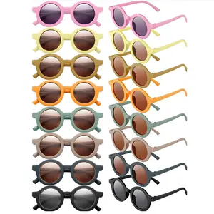 2023 mode enfants Pc flexible logo personnalisé rond enfants bébé enfant en bas âge nuances enfant lunettes de soleil couleur ronde enfants lunettes de soleil