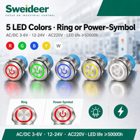 Sweideer Interrupteur à bouton-poussoir momentané LED en acier inoxydable 12/16/19/22mm, étanche IP65, montage sur panneau 1NO/1NC