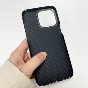 Nouvelle arrivée étui de téléphone portable en fibre d'aramide véritable noir mat de luxe pour iPhone 13 14 15 pro