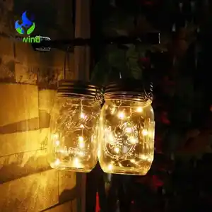 Wasserdichte Patio Hochzeit hängen Einmach glas Lichter, Warm Crack Glasflasche Solar Jar Light