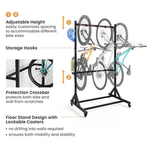 Portabicicletas vertical independiente móvil para 5 bicicletas, suelo de <span class=keywords><strong>garaje</strong></span> para soporte de almacenamiento, soporte de bicicleta Vertical, soportes de bicicleta verticales, 2 unidades - Product Image 3