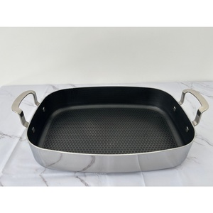 Không Dính Tổ Ong Lớp Phủ Triply Thép Không Gỉ Đồ Nấu Nướng Không Dính Hình Chữ Nhật Nướng <span class=keywords><strong>Pan</strong></span> Với Durable Kim Loại Gấp Xử Lý - Product Image 2