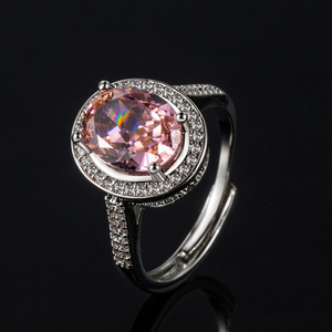 Роскошные изысканные ювелирные изделия Красный Желтый Розовый Фиолетовый измельченный лед CZ овальное кольцо Принцесса Diana драгоценный камень женские обручальные кольца - Product Image 3