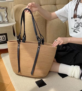 Bolso Tote de Paja Tejida de Alta Calidad para Mujer, Bolso Bandolera, Bolsos de Playa de Macramé, Directo del Proveedor Indio - Product Image 2