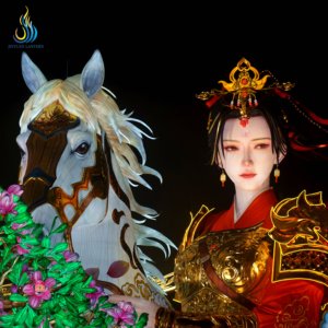 Lanterne de festival LED en tissu de soie sculptée à la main, personnages <span class=keywords><strong>Mulan</strong></span> et cheval en 3D, pour parc à thème - Product Image 2
