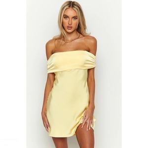 Vestido Mini Amarillo Primavera sin Mangas con Espalda Descubierta y Lazo de Satén, Estilo Hombros Descubiertos, ¡Gran Venta! - Product Image 6