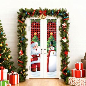 Décorations de Noël : Couplets de porte Père Noël et Bonhomme de neige 30*180cm en tissu polyester avec tringle de suspension en PVC, lot de 2 pièces - Product Image 5