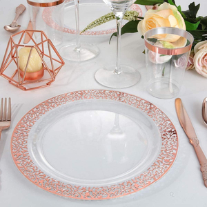 Exquisite Design Plastic <b>Dinner</b> Plates heavy duty lace design round reusable plates for catering - Product Image 6