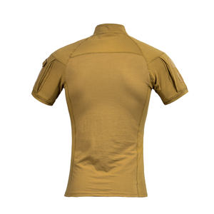 T-shirt a maniche corte mimetica tattica in cotone con collo a <span class=keywords><strong>Polo</strong></span> di colore marrone - Product Image 3