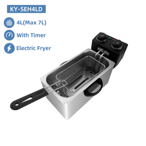 <span class=keywords><strong>Freidora</strong></span> Eléctrica <span class=keywords><strong>Mini</strong></span> de 4 Litros con Temporizador para el Hogar, 2000W, <span class=keywords><strong>Freidora</strong></span> Eléctrica Doméstica para Pollo - Product Image 2