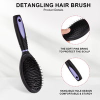 Ensemble personnalisé de 5 outils de coiffure pour les soins des cheveux, comprenant un miroir de base, un peigne démêlant à dents larges, un peigne massant du cuir chevelier, une brosse à cheveux avec boîte cadeau
