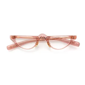 New Fashion Trendy Half Moon Frame Shape Glasses Ladies Colorful Lens Small Cat Eye Optical frame